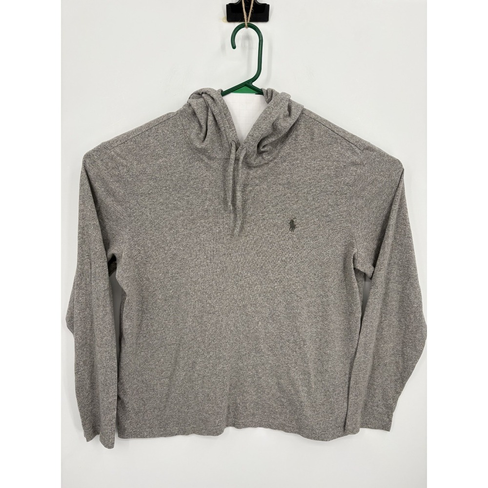 Polo Ralph Lauren Men's Heather Gray Lightweight Pullover Hoodie Shirt, Large